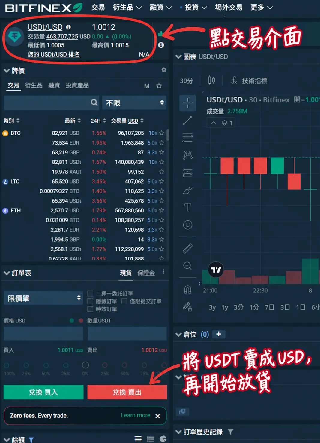 選擇 USD 或 USDT 放貸 screenshot